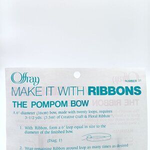 Vintage Offray Ribbon Patterns PomPom Bow and Ribbon Rose Make It with Ribbons